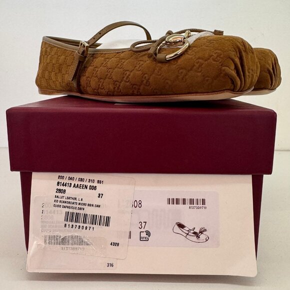 GUCCI, Suede Horsebit GG Ballerinas - Picture 13 of 15